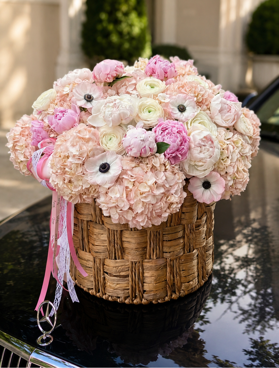 Blush Couture Flower Basket